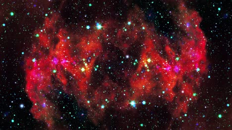 las nubes tachonadas de nebulosas rojas brillantes en el universo