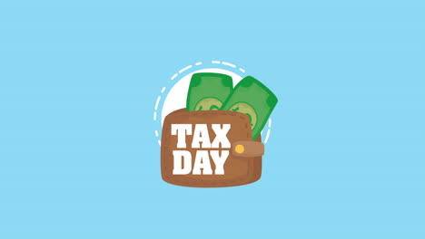 tax day animation with wallet and money