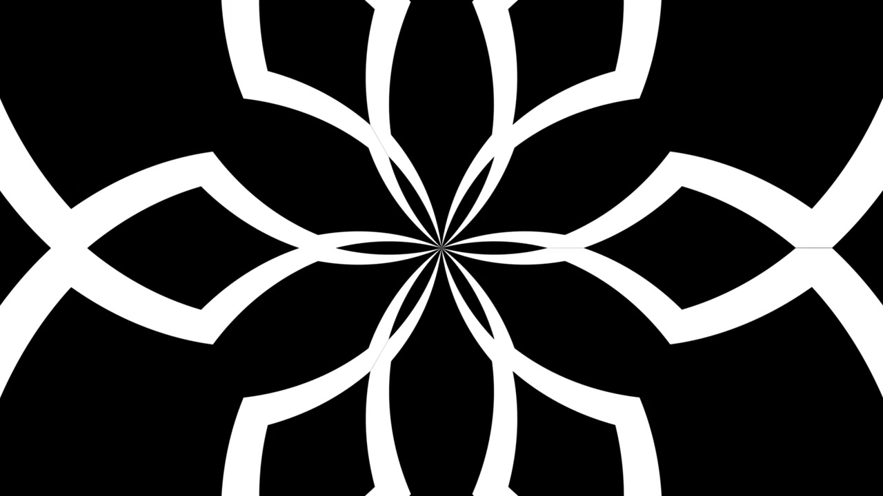 Hypnotisk svartvit geometrisk kalejdoskopslinga