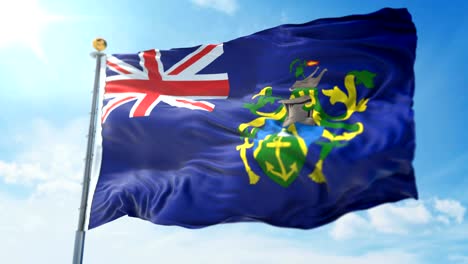 pitcairn islands flag seamless looping 3d rendering video. beautiful textile cloth fabric loop waving