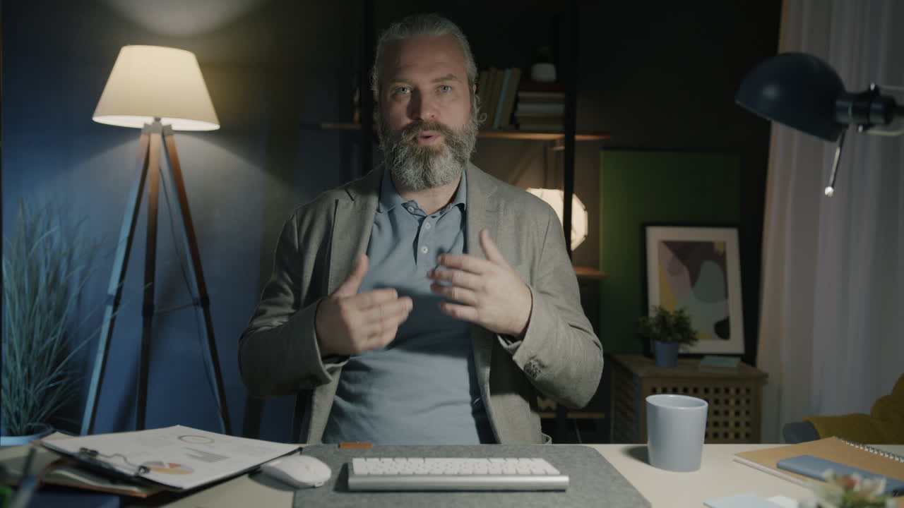 Businessman presenting at home