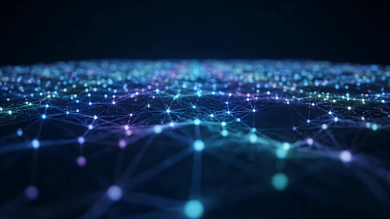 Abstract Digital Network Connection with Glowing Nodes and Lines