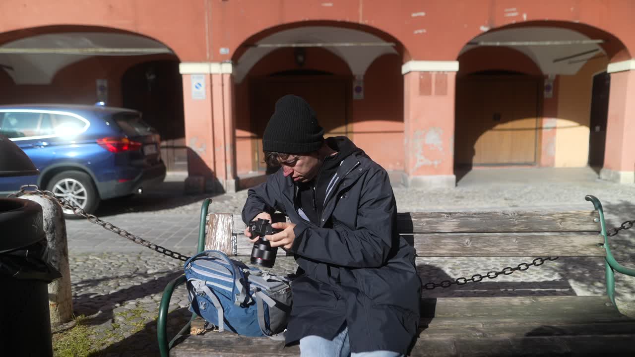 Photographer taking pictures in an European City