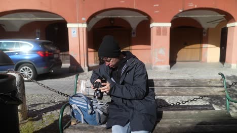 photographer taking pictures in an european city