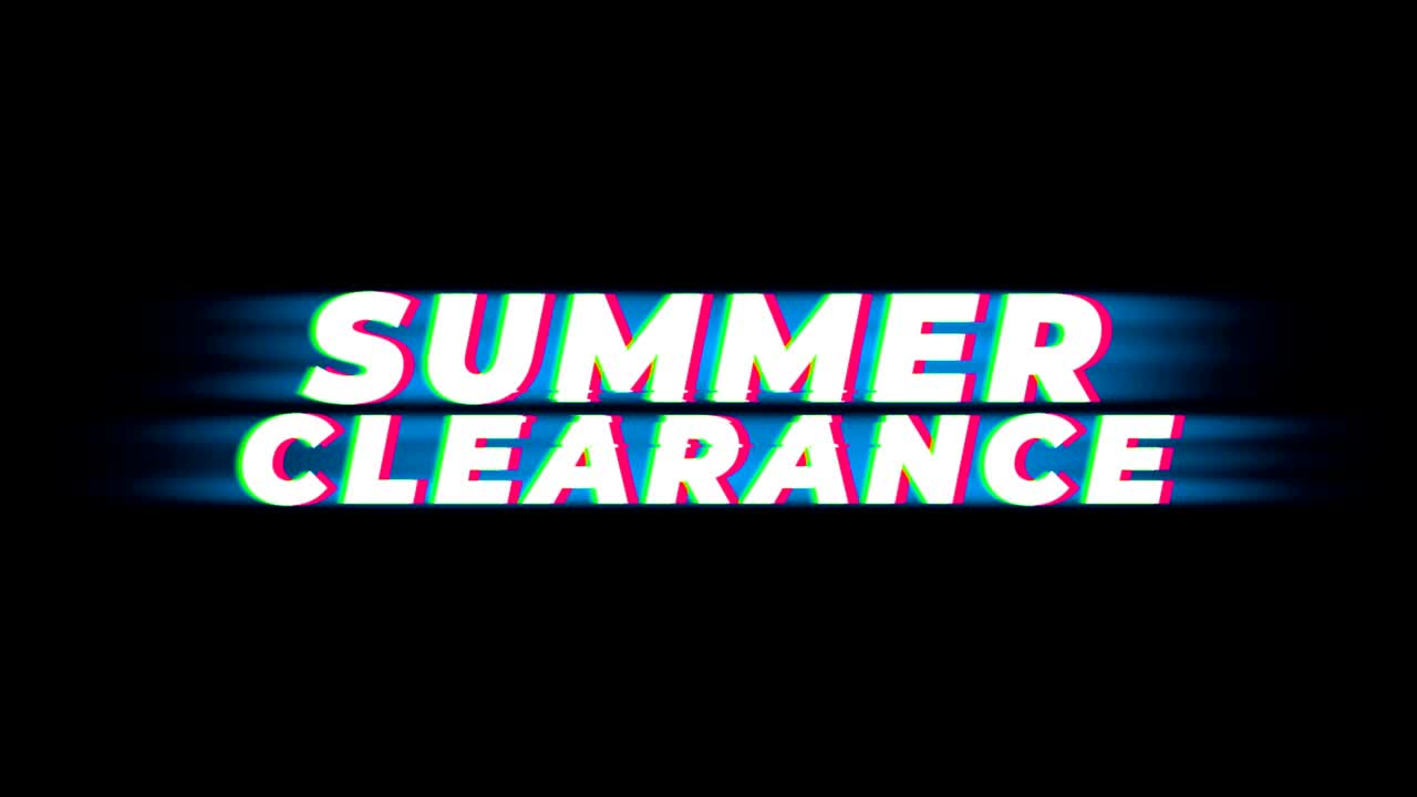 여름 클리어런스 텍스트 빈티지 글리치 효과 프로모션