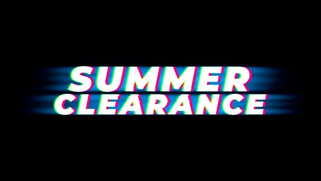 summer clearance text vintage glitch effect promotion.