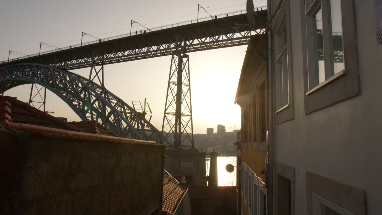 Dom Luis I Bridge With Bright Sky In The Background. Wide shot