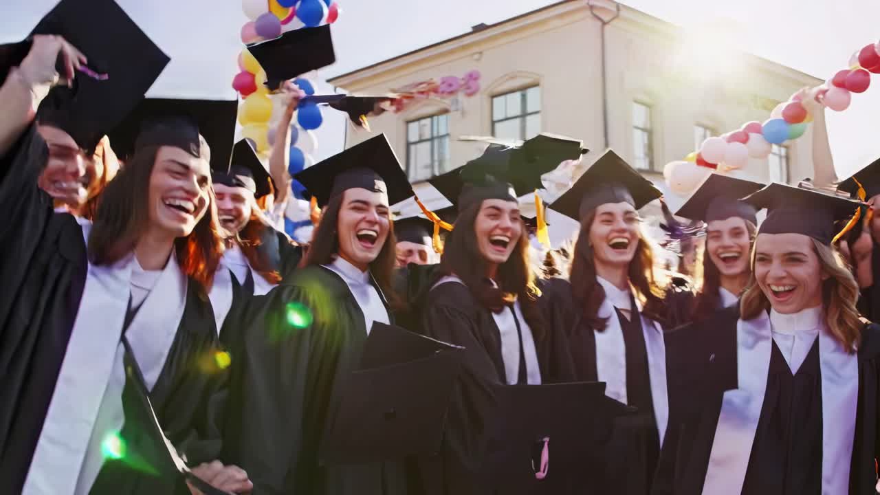 excitados graduados celebrando la graduación