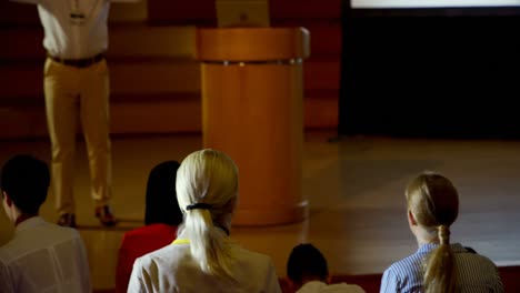 mature african american businessman speaking in business seminar in auditorium 4k