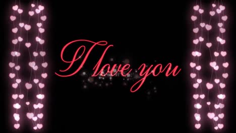 animation of i love you on black background