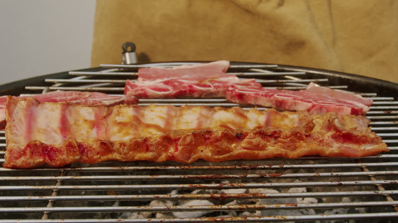 Grilled Pork Ribs on a Charcoal Grill