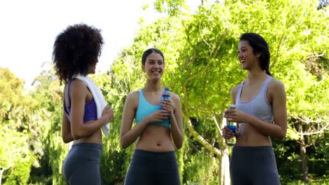 Fit-group-of-friends-chatting-in-the-park