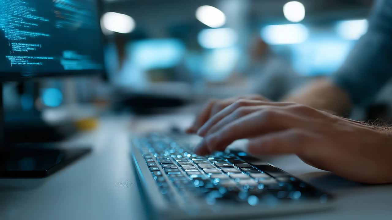 Hands Typing On Computer Keyboard