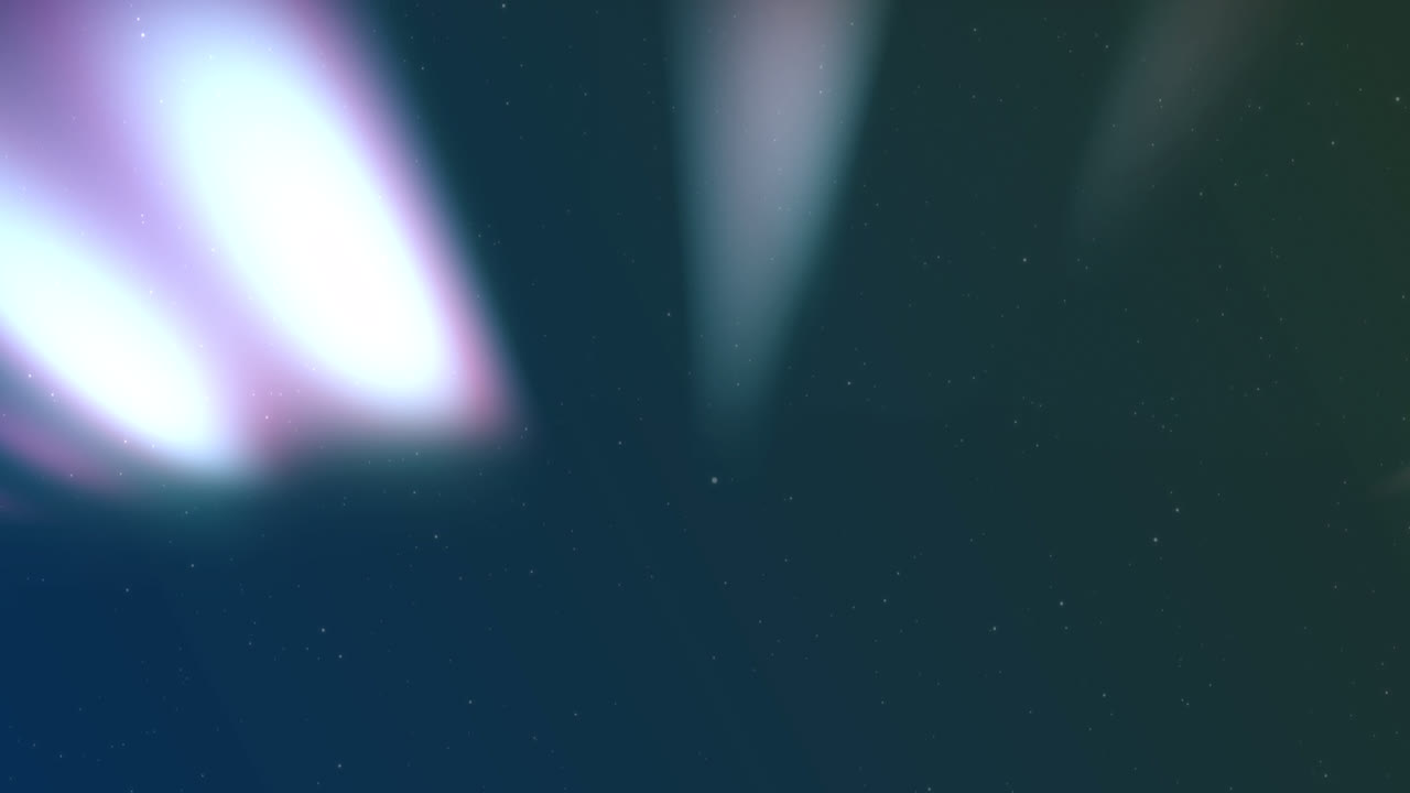 파란색 바탕에 북극광이 있는 겨울 풍경의 애니메이션