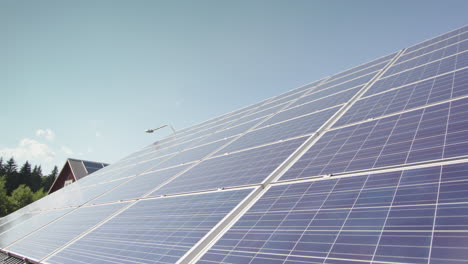 close-up side view of solar panel assembly on rooftop