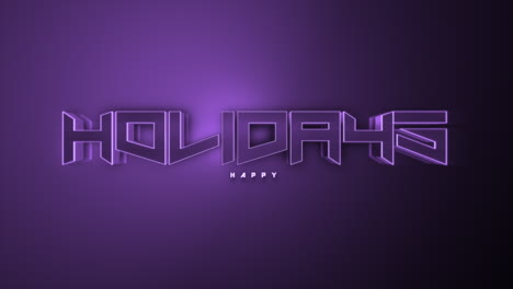 futuristic neon purple happy holidays text on dark gradient