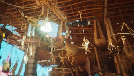 handmade gifts for toursits with nubian style in an egyptian bazaar, luxor. 
static shot slowed down with soft light.