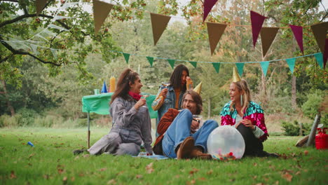 friends celebrating a picnic in the park