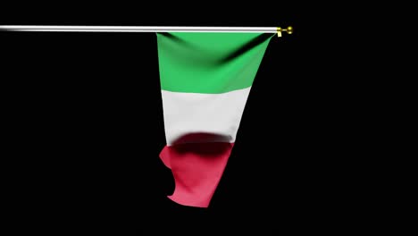 Ondeando-La-Bandera-De-Italia-Sobre-Fondo-Negro,-Animación-3d-Vertical