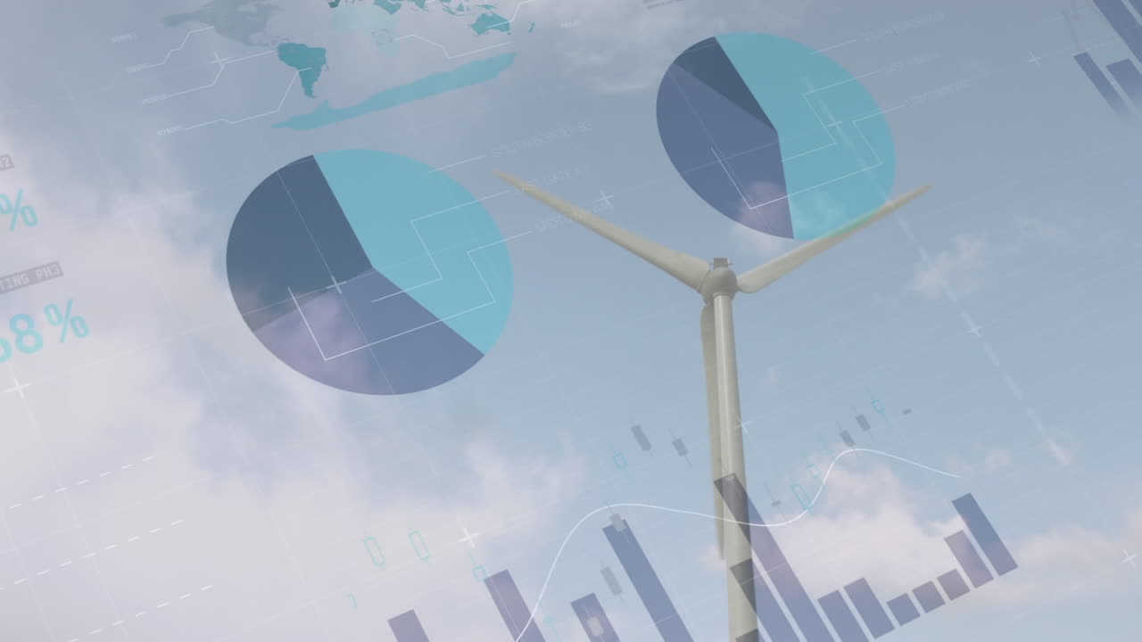 풍력 터빈을 통해 통계 처리의 애니메이션