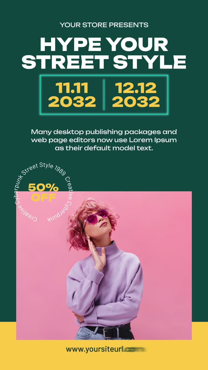 Animeret street style modepromovering med ung kvinde