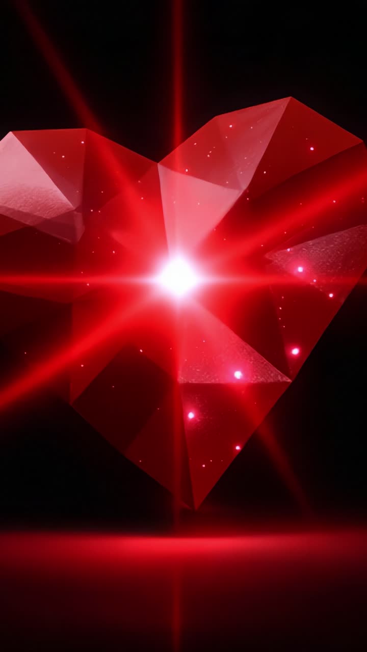 A Stunning Digital Rendering of a Shimmering Red Heart, Highlighted by Brilliant Light Reflections and Sparkling Effects, Capturing the Essence of Love, Passion, and Romantic Emotion in Stunning Detail