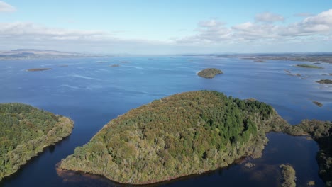 aerial footage captures the serene view of clonbur fishing lakes located near connemara national park in galway county, ireland