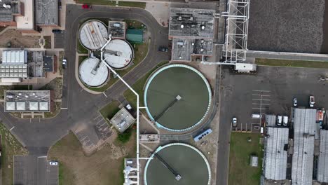 top down aerial of sewage treatment plant