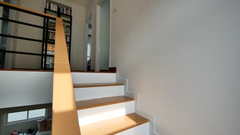 modern home light color wooden staircase