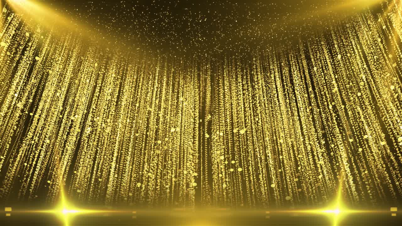 4k 황금 럭셔리 입자 반이는 불꽃과 빛 루프 배경