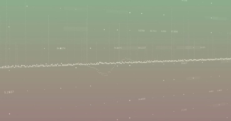 Animation of financial data processing over green background