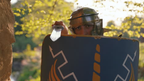 roman soldier with sword and shield