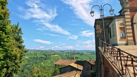 beautiful architecture overlooking lush vineyards in italy