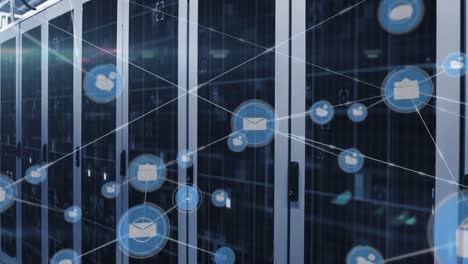animation of networks of connections over server room