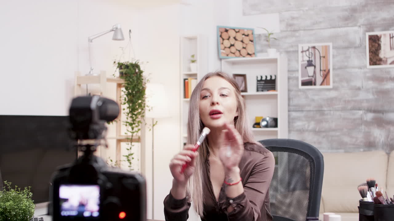 Beauty Vlogger Recording Makeup Tutorial