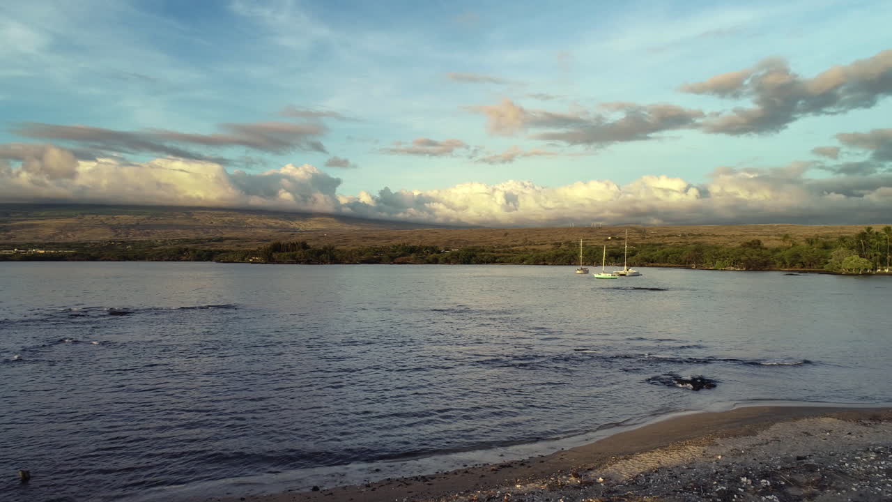 Peaceful Ocean Sunset with Sailboats
