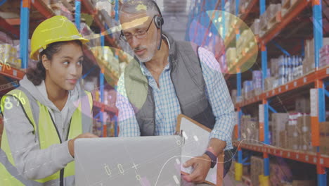 animación del procesamiento de datos sobre las personas que trabajan en el almacén