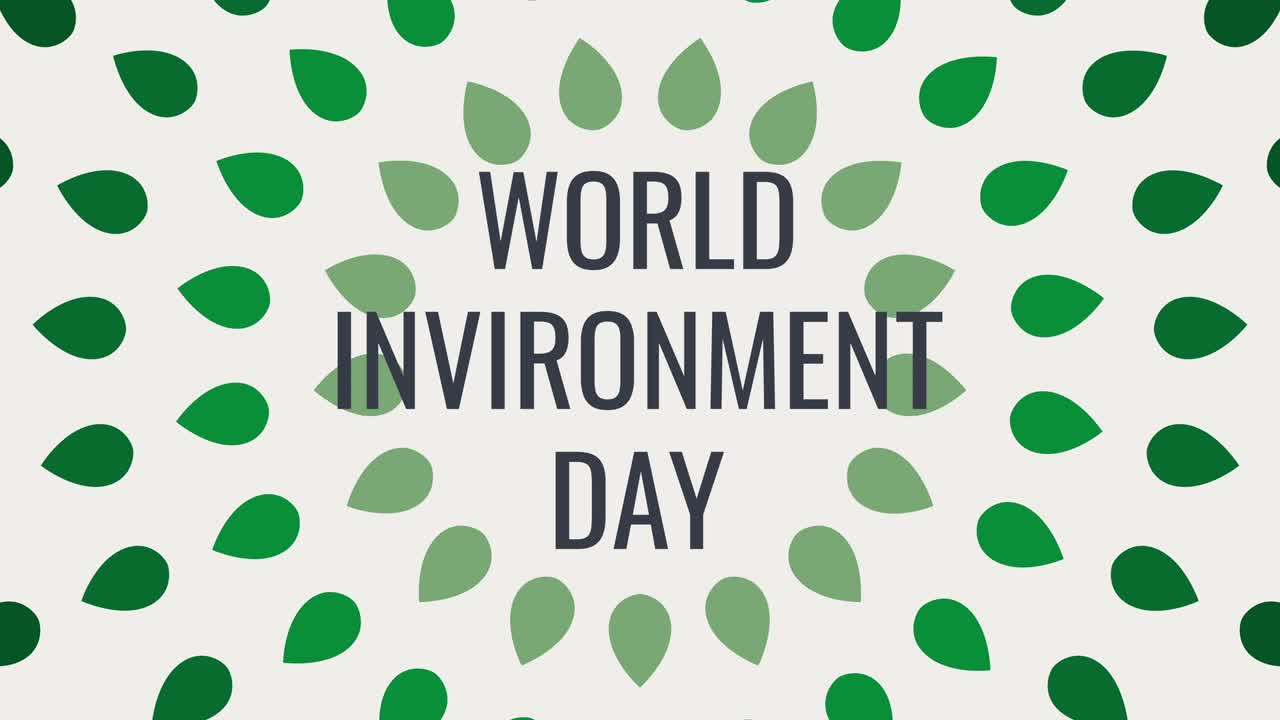 animación conceptual del día mundial del medio ambiente en un fondo blanco con hojas verdes. concepto de ecología telón de fondo animado