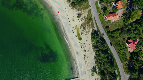 Seaside-town-of-Byxelkrok-by-the-beach,-Öland,-Sweden---aerial