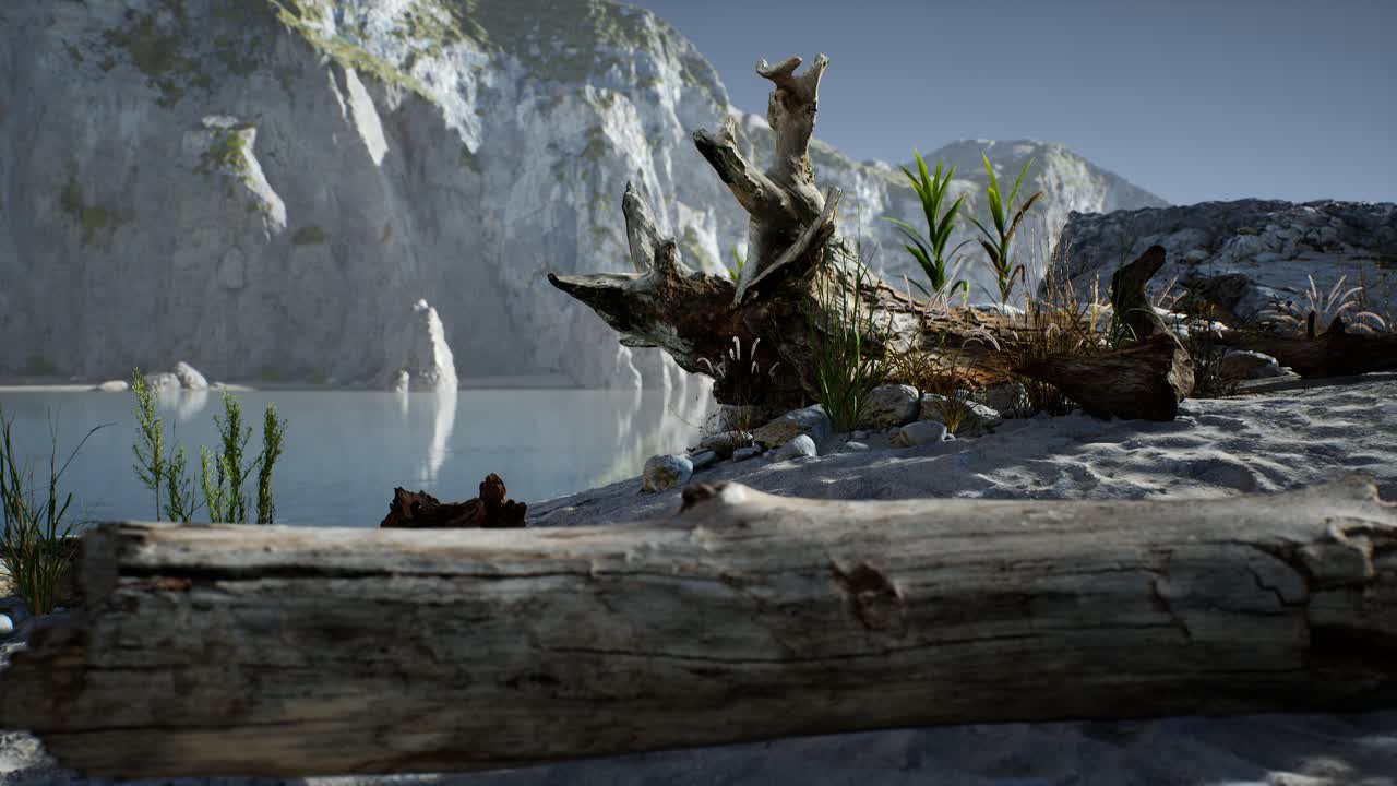playa de arena blanca cerca de acantilados rocosos en el océano