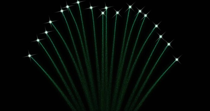 Animation of fireworks exploding over black background