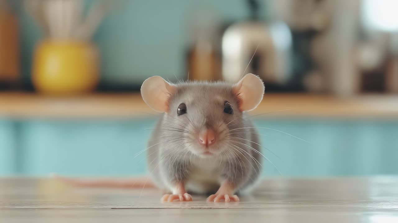 Gray Rat in a Kitchen