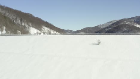 aerial footage of the harz after a heavy snow storm in the winter of 2021