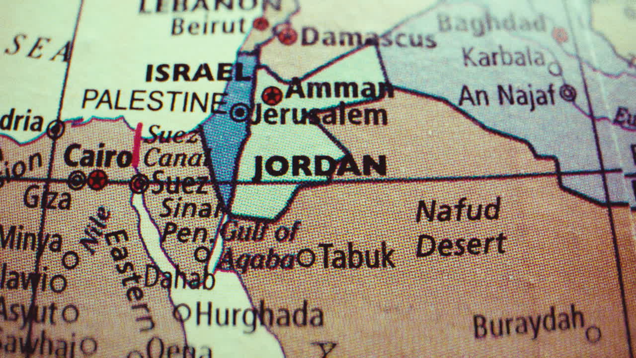 Map of Jordan and Surrounding Countries