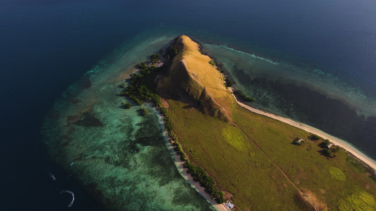 Kenawa Island With Turquoise Ocean In Sumbawa, Indonesia - Aerial Shot