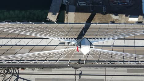 aerial view of suspension bridge