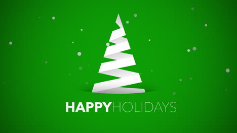 Happy-Holidays-text-with-white-Christmas-tree-on-green-background-1