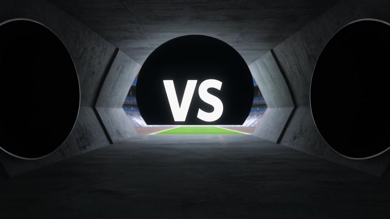 Versus Text Display in a Dark Stadium Tunnel