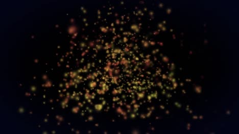 animation of glowing lights and falling dots on dark background