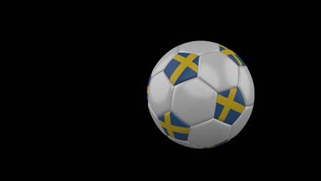 sweden flag on flying soccer ball on transparent background, alpha channel